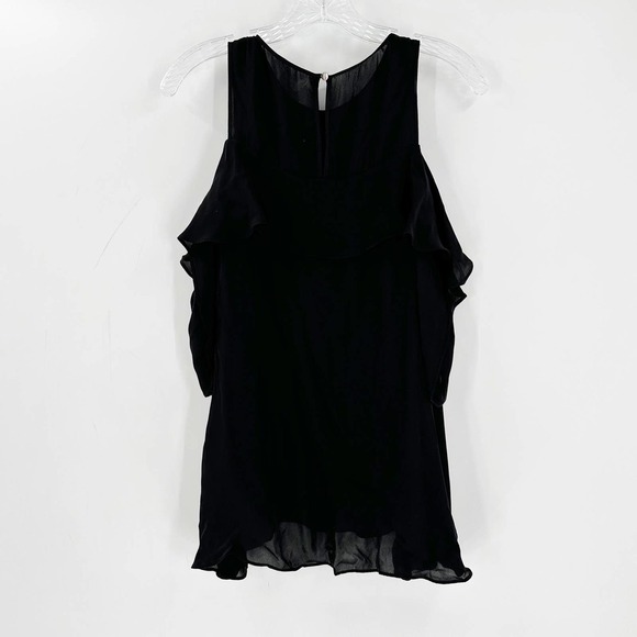 Artelier Nicole Miller Black Cold Shoulder Silk Blouse - Picture 9 of 12